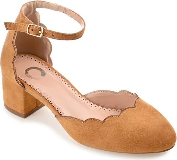 Journee Collection Women's Edna Wide Width Round Toe Low Block Heel Pumps Blush 12WD