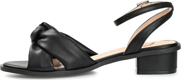 Journee Collection Women's Edythe Two Tone Low Block Heel Sandals Black - Image 2