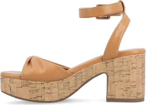 Journee Collection Women's Eianna Ankle Strap Platform Sandals Tan - Image 2