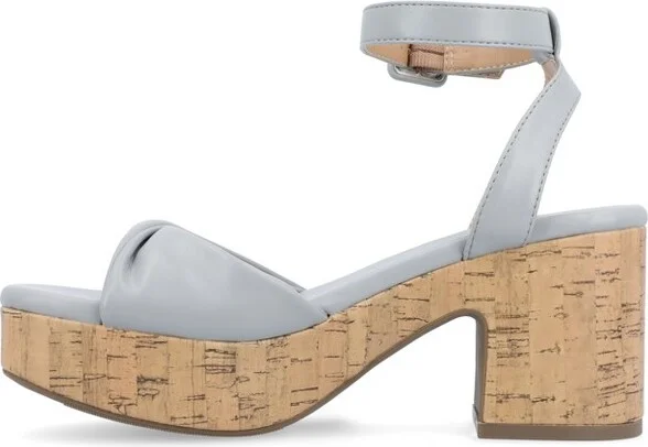 Journee Collection Women's Eianna Ankle Strap Platform Sandals Tan - Image 3