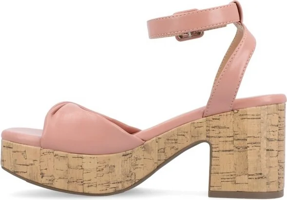 Journee Collection Women's Eianna Ankle Strap Platform Sandals Tan - Image 4