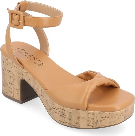 Journee Collection Women's Eianna Ankle Strap Platform Sandals Tan