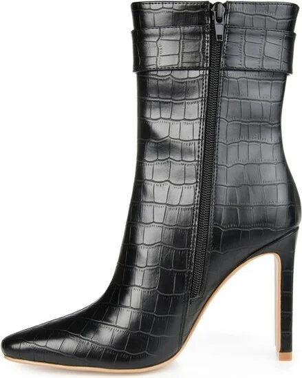 Journee Collection Women's Elanie Inside Zip Block Heel Booties Black - Image 2