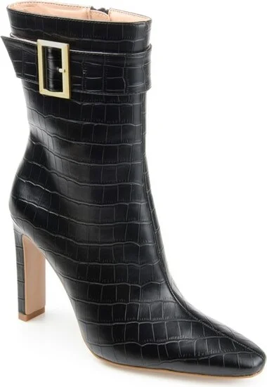 Journee Collection Women's Elanie Inside Zip Block Heel Booties Black