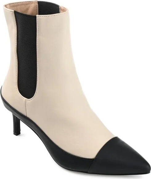 Journee Collection Womens Eleece Tru Comfort Foam Pull On Stiletto Booties Beige 6