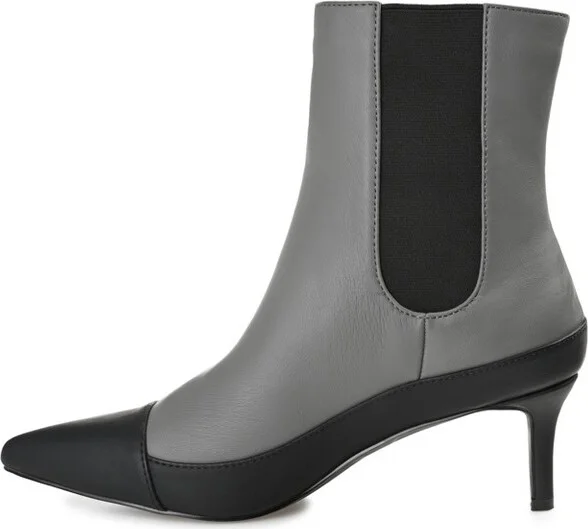 Journee Collection Womens Eleece Tru Comfort Foam Pull On Stiletto Booties Grey 6.5 - Image 2