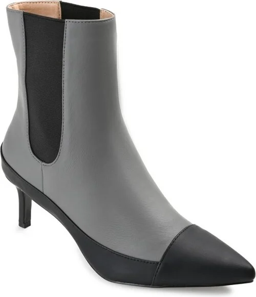 Journee Collection Womens Eleece Tru Comfort Foam Pull On Stiletto Booties Grey 6.5