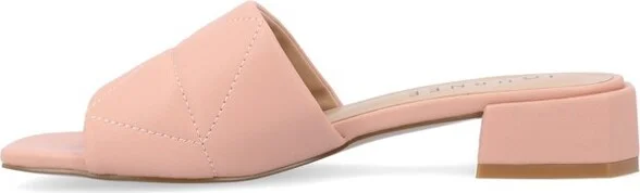 Journee Collection Women's Elidia Slip On Block Heel Vegan Leather Sandals Blush - Image 2