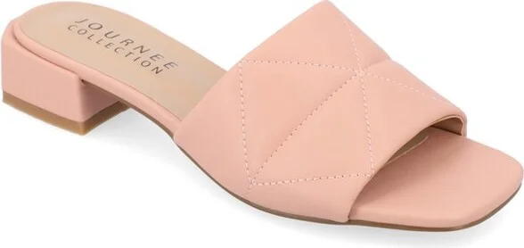 Journee Collection Women's Elidia Slip On Block Heel Vegan Leather Sandals Blush