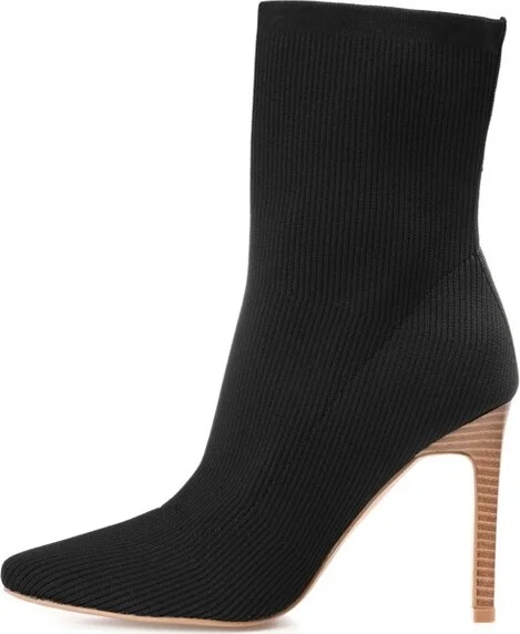 Journee Collection Women's Elissa Pull On Stacked Heel Booties Black - Image 2