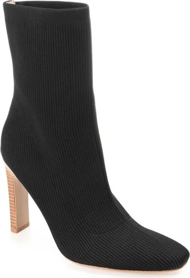 Journee Collection Women's Elissa Pull On Stacked Heel Booties Black