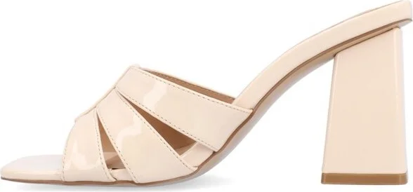 Journee Collection Women's Ellington Inset Covered Block Heel Slip On Sandals Beige - Image 2