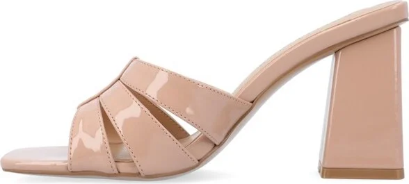 Journee Collection Women's Ellington Inset Covered Block Heel Slip On Sandals Beige - Image 7