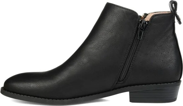Journee Collection Women's Ellis Inside Zip Stacked Heel Booties Black - Image 2
