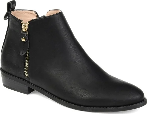 Journee Collection Women's Ellis Inside Zip Stacked Heel Booties Black