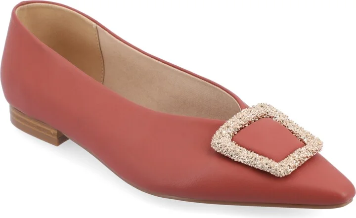 Journee Collection Women's Elowen Tru Comfort Foam Slip On Slim Squared Off Pointed Toe Flats