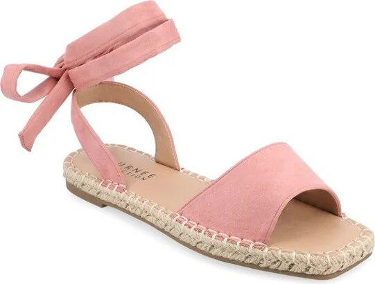 Journee Collection Women's Emelie Espadrille Flat Sandals Rose