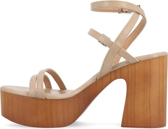 Journee Collection Women's Emerynn Platform Clog Multi Strap Sandals Blue - Image 3
