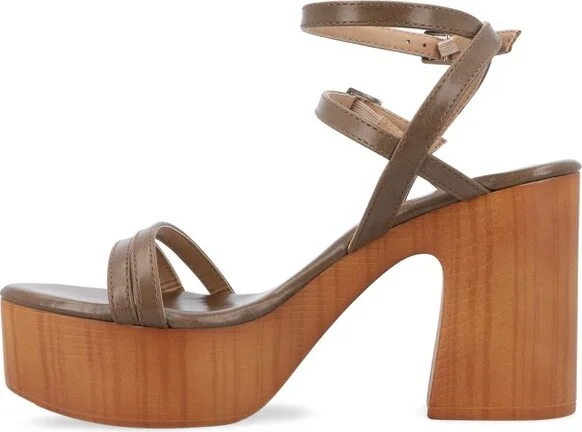 Journee Collection Women's Emerynn Platform Clog Multi Strap Sandals Blue - Image 4