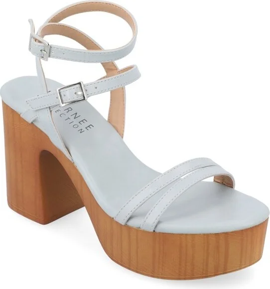 Journee Collection Women's Emerynn Platform Clog Multi Strap Sandals Blue