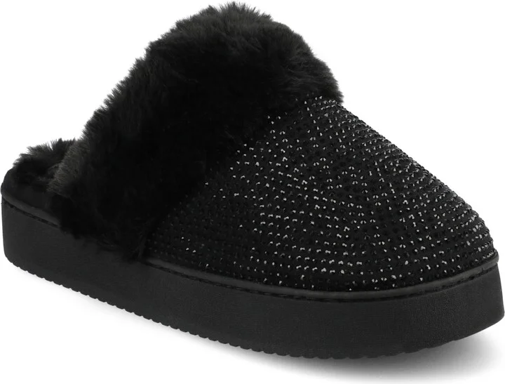 Journee Collection Women's Emmber Rhinestone Platform Slippers