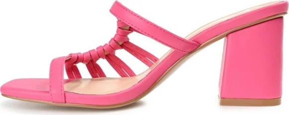 Journee Collection Women's Emory Open Toe Mid Block Heel Pumps Pink - Image 6