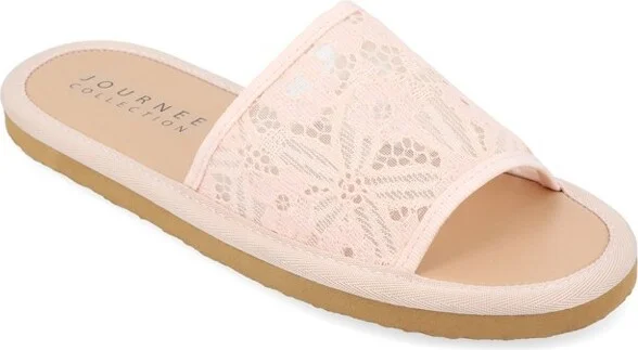 Journee Collection Women's Eniola Slide Flat Sandals Pink