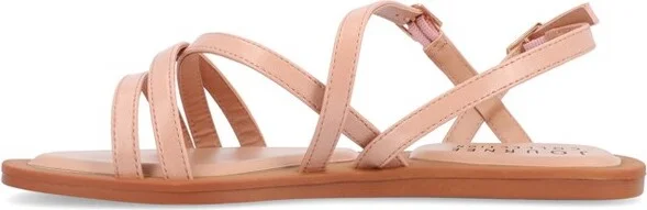 Journee Collection Women's Ennid Buckle Flat Sandals Blush - Image 2