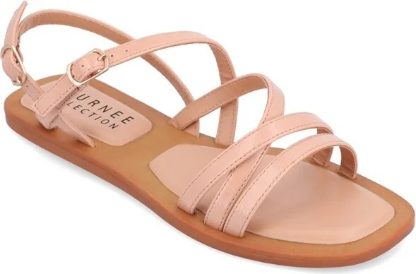 Journee Collection Women's Ennid Buckle Flat Sandals Blush