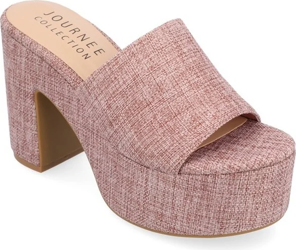 Journee Collection Women's Enyya Slip On Platform Sandals Mauve