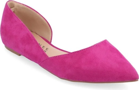 Journee Collection Women's Ester Slip On Pointed Toe D'Orsay Flats Plum