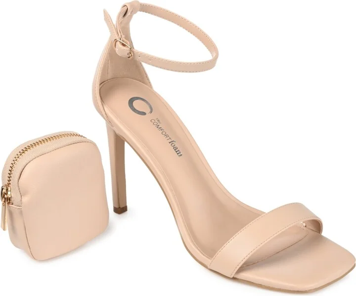 Journee Collection Women's Everton Ankle Strap Stiletto Sandals and Pouch Set