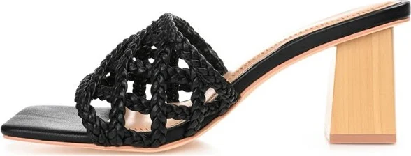 Journee Collection Women's Evvie Open Square Toe Block Heel Sandals Black - Image 4