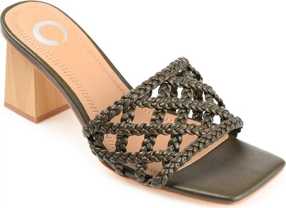 Journee Collection Women's Evvie Open Square Toe Block Heel Sandals Black