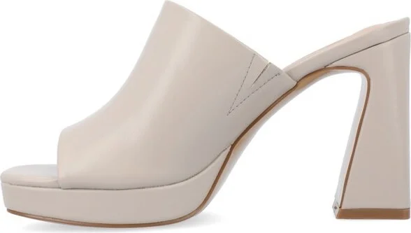Journee Collection Women's Ezzlynn Structured Heel Slip On Platform Sandals Bone - Image 4