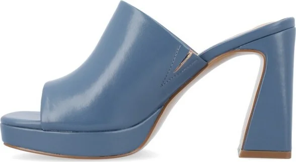 Journee Collection Women's Ezzlynn Structured Heel Slip On Platform Sandals Bone - Image 5