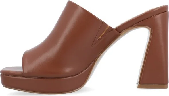 Journee Collection Women's Ezzlynn Structured Heel Slip On Platform Sandals Bone - Image 6