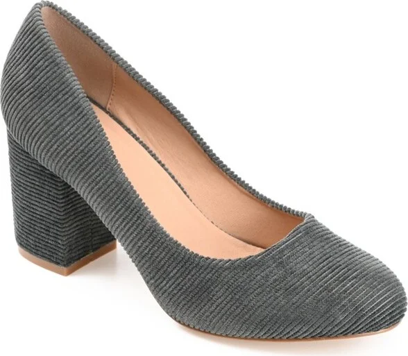 Journee Collection Women's Fai Round Toe Mid Block Heel Pumps Green