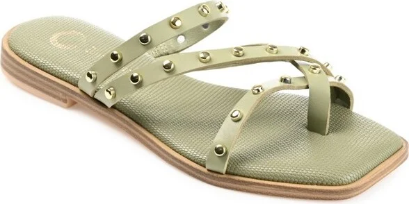 Journee Collection Womens Fanny Tru Comfort Foam Slide Low Block Heel Sandals Green 6