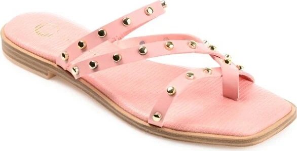 Journee Collection Womens Fanny Tru Comfort Foam Slide Low Block Heel Sandals Pink 9.5