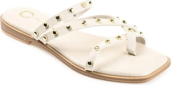 Journee Collection Womens Fanny Tru Comfort Foam Slide Low Block Heel Sandals White 8