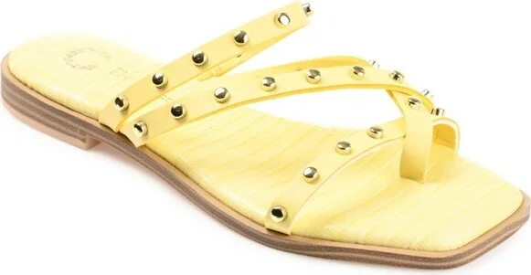 Journee Collection Womens Fanny Tru Comfort Foam Slide Low Block Heel Sandals Yellow 6