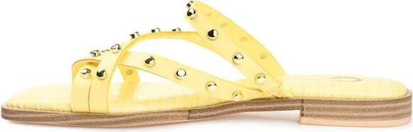 Journee Collection Womens Fanny Tru Comfort Foam Slide Low Block Heel Sandals Yellow 7 - Image 2