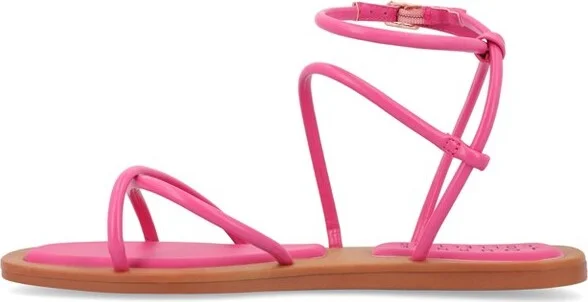 Journee Collection Women's Farron Buckle Flat Sandals Fuchsia - Image 2