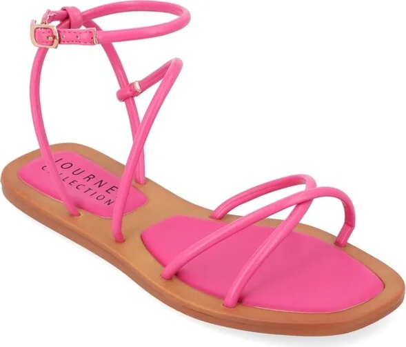 Journee Collection Women's Farron Buckle Flat Sandals Fuchsia