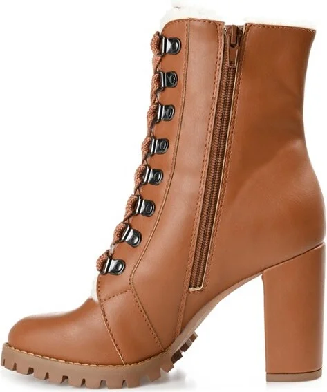 Journee Collection Womens Fauna Tru Comfort Foam Inside Zip Block Heel Booties Tan - Image 2