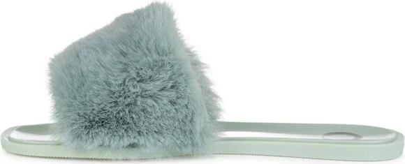 Journee Collection Women's Faux Fur Dusk Slide White - Image 2