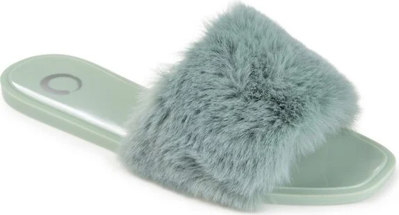 Journee Collection Women's Faux Fur Dusk Slide White