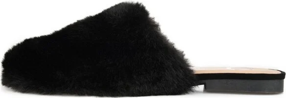 Journee Collection Women's Faux Fur Evelin Mule Black - Image 8