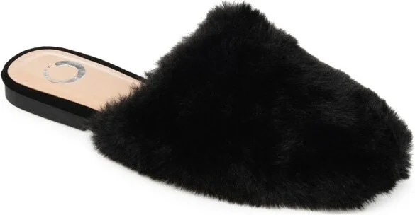 Journee Collection Women's Faux Fur Evelin Mule Black